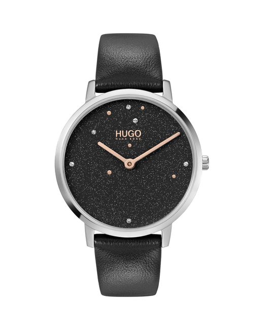 Hugo Jewellery Hugo Ladies Dream Leather Strap Watch in Black Lyst UK