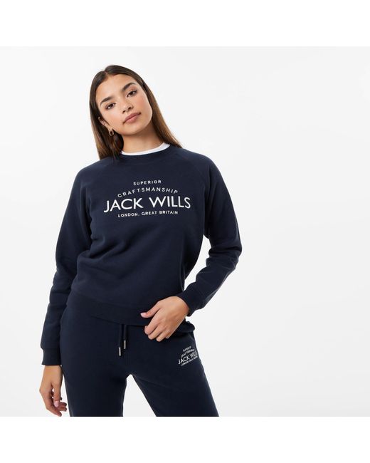 Jack Wills Blue Jw Hunston Graphic Crew Neck Sweatshirt