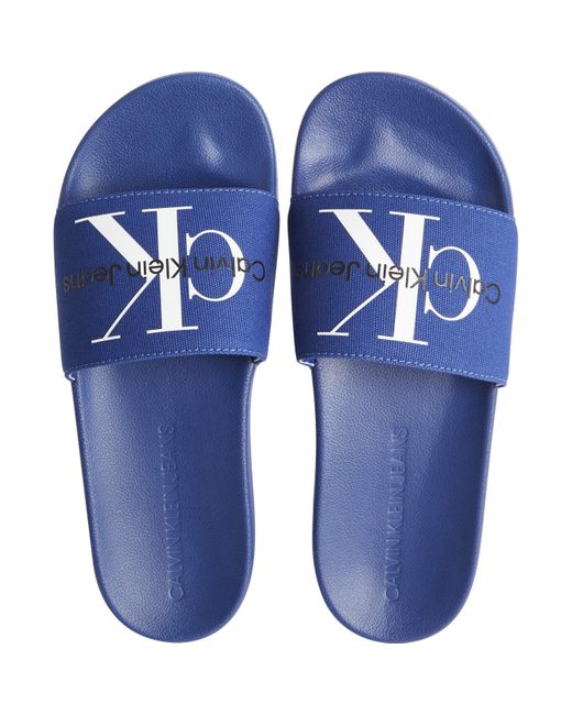 Calvin Klein Blue Monogram Slide for men