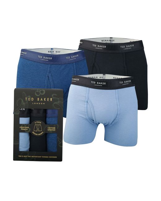 Ted Baker Blue Three Pack Cotton Fashion Boxer Brief for men