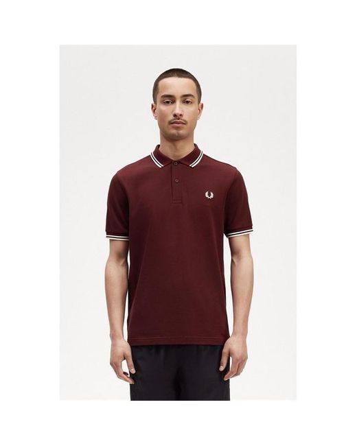 Fred Perry Red F Perry Short Sleeve Twin Tipped Polo Shirt for men