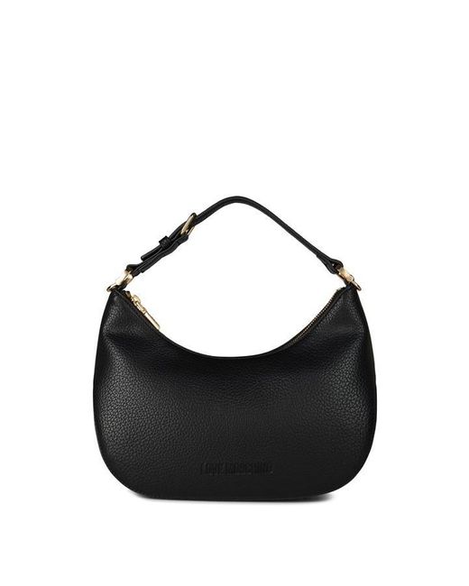 Love Moschino Black Small Logo Hobo Bag