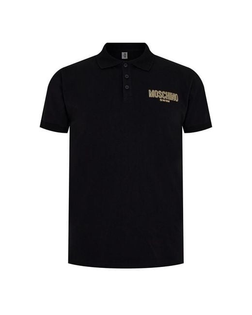 Moschino Black Logo Print Polo Shirts for men