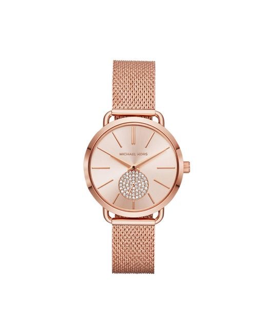 Michael Kors Pink Ladies Portia Mesh Rose Watch