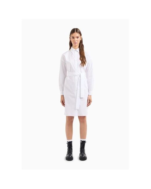 Armani Exchange White Ax Shirt Dress Ld42
