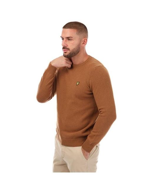 Lyle & Scott Brown Crew Neck Lambswool Blend Jumper for men