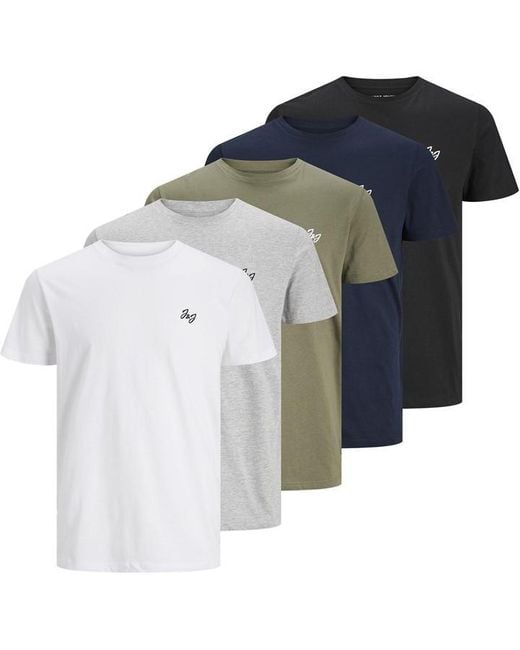 Jack & Jones Multicolor 5-pack Short Sleeve T-shirt for men