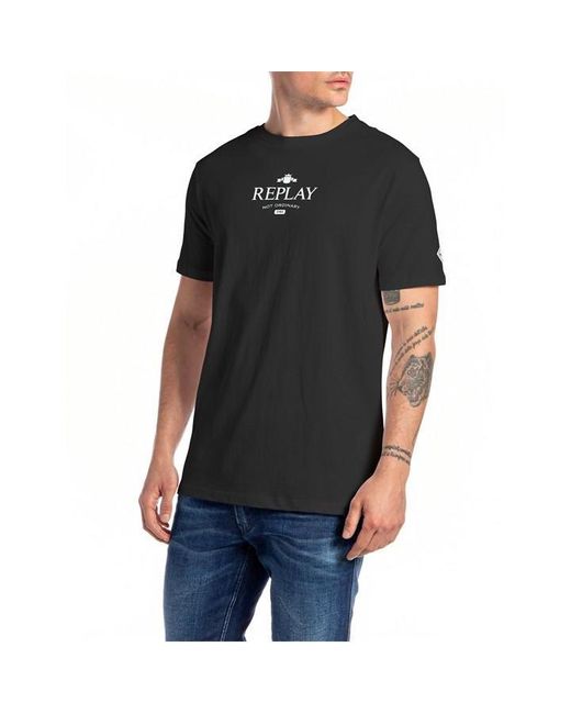 Replay Black Logo T-shirt for men