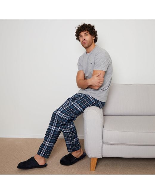 Threadbare Blue Cotton Blend Pyjama Set for men