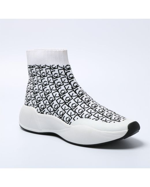 Calvin Klein White Beaudan Kknit Trainers