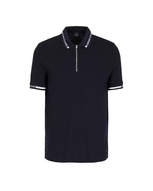 Armani Exchange Blue Collar Short Sleeve Polo for men