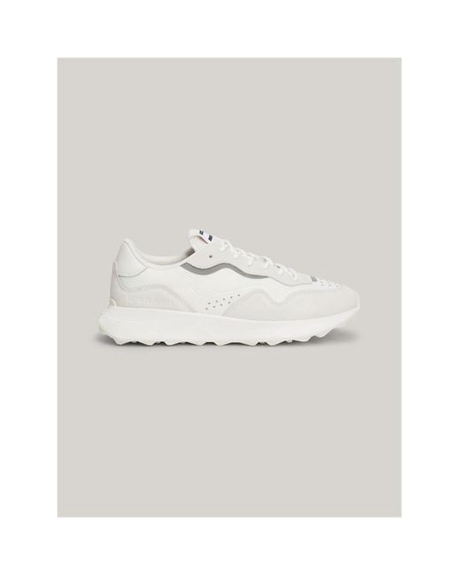 Tommy Hilfiger White Mixed Texture Cleat Runner Trainers for men
