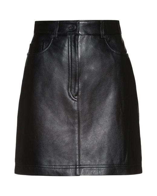 HUGO Black Boss A Line Leather Skirt