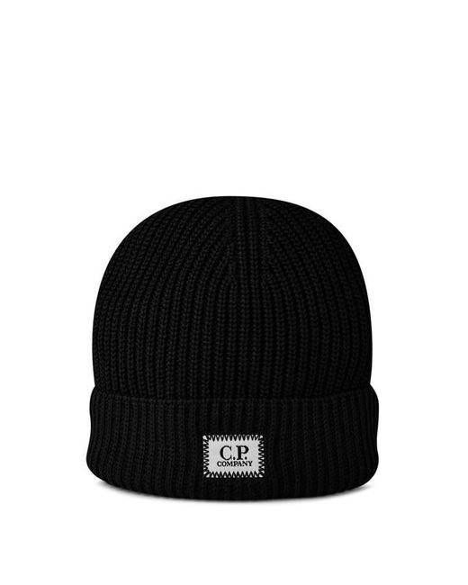 C P Company Black Cp Beanie Hat Sn51 for men