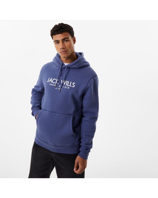 Jack Wills Blue Jw Batsford Logo Hoodie for men