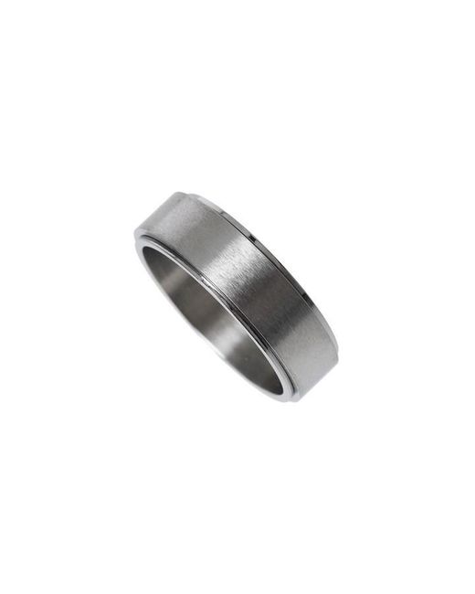 Fabric Gray Stainless Steel Spinner Ring for men