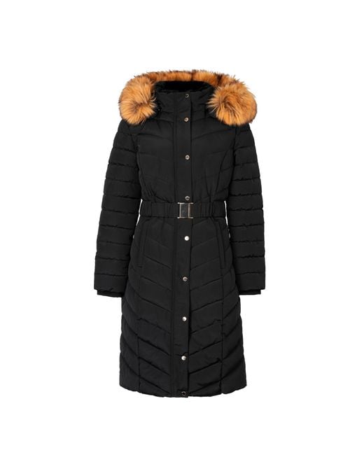 Firetrap Black Belt Bubble Puffer Jacket