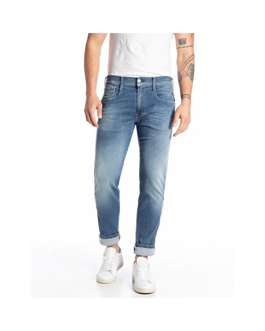 Replay Blue Hyperflex Anbass Slim Jeans for men