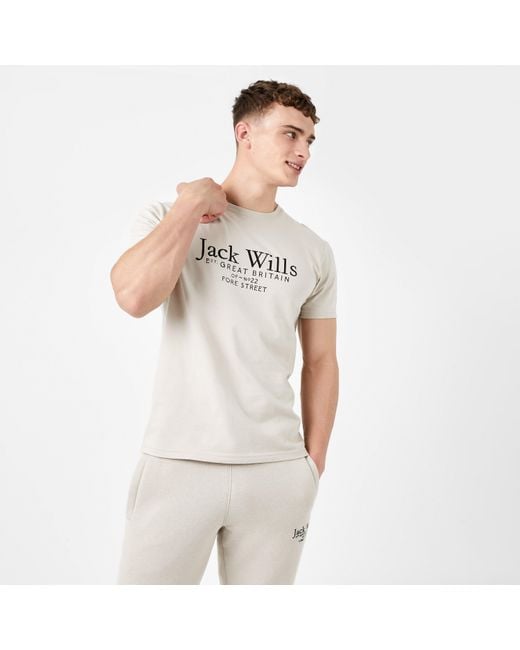 Jack Wills Natural Jw Carnaby Logo T Shirt for men