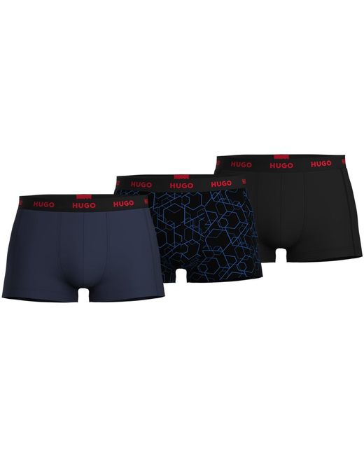 HUGO Blue 3 Pack Design Boxer Shorts for men