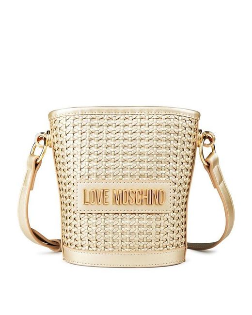 Love Moschino White Weave Bucket Bag