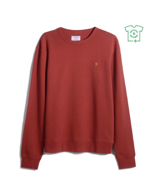 Farah Red Tim Crew Sweatshirt for men