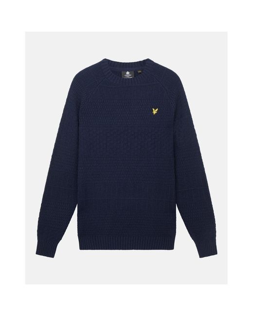 Lyle & Scott Blue Text Knit Jumper for men