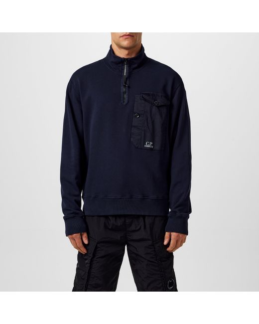 C.P. Company Quarter Zip Fleece Sweatshirt in Blue for Men Lyst UK