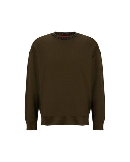 HUGO Green Organic-cotton Oversize-fit Sweater for men