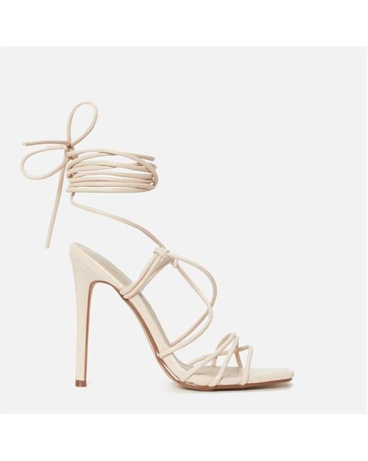 Missguided Metallic Knot Tie Lace Up Stiletto Heels