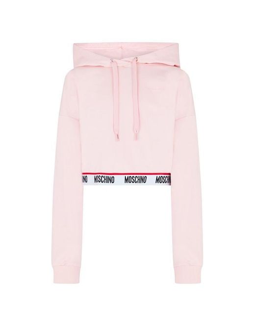 Moschino Pink Tape Cropped Hoodie