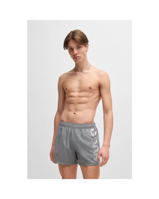 HUGO Gray Boss Abas Swim Shorts for men