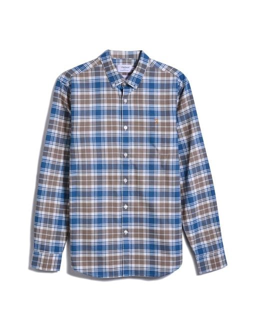 Farah Blue Brewer Checked Shirt for men