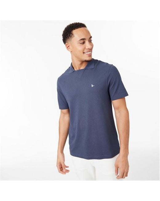 Jack Wills Blue Notch Neck Polo for men