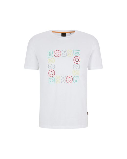 Boss White Teesquare T Shirt for men