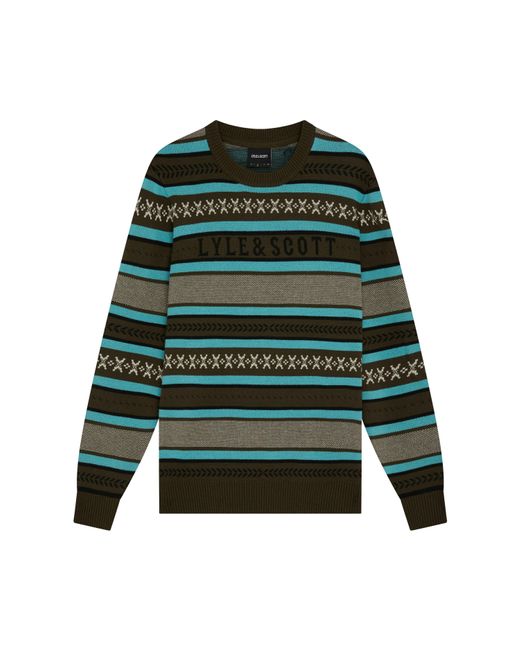 Lyle & Scott Green Glen Fairisle Jumper for men