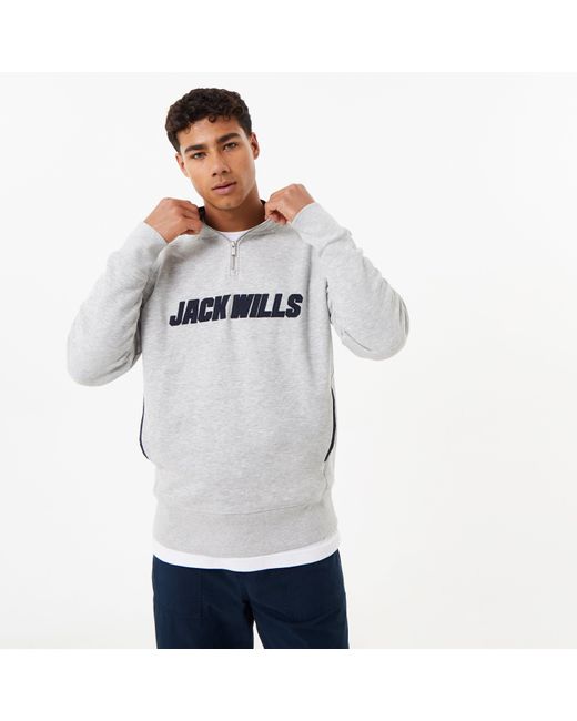 Jack Wills Jw Retro Graphic Half Zip in Grey for Men Lyst UK