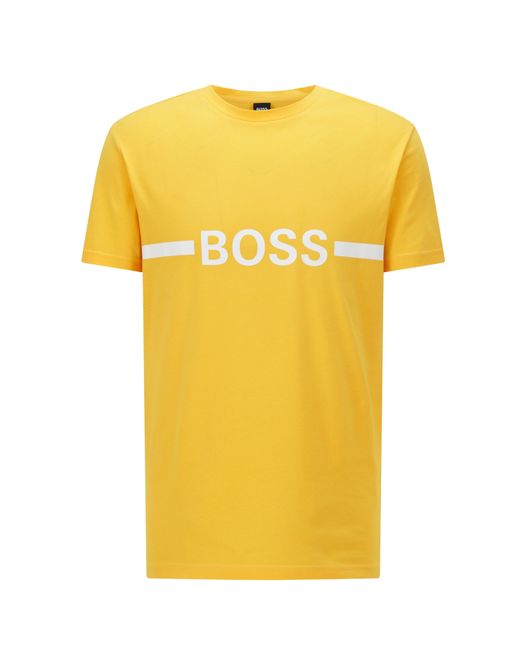 Boss Yellow Boss Stripe Logo T Shirt for men