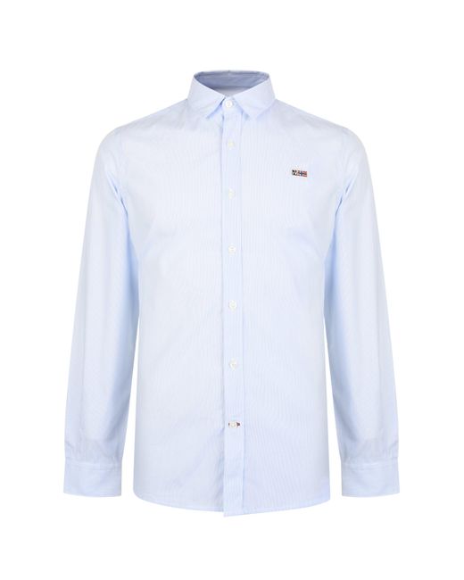 Napapijri Blue Slim Fit Striped Shirt for men