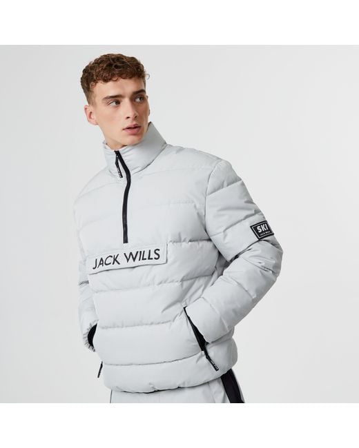 Jack Wills Gray Half Zip Puffer Jacket for men