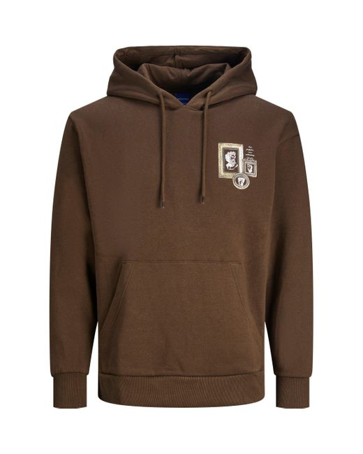 Jack & Jones Brown Bradley Antique Back Print Hoodie for men