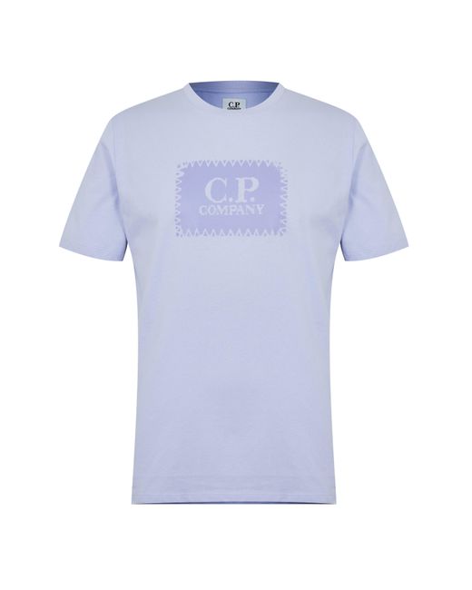 C P Company Blue Block Logo T Shirt for men