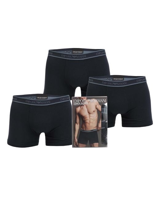 Armani Black 3 Pack Core Logoband Boxer Trunks for men