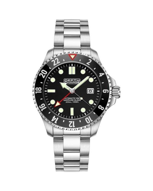 DEPTH CHARGE Metallic Stainless Steel Dial Dive Watch for men