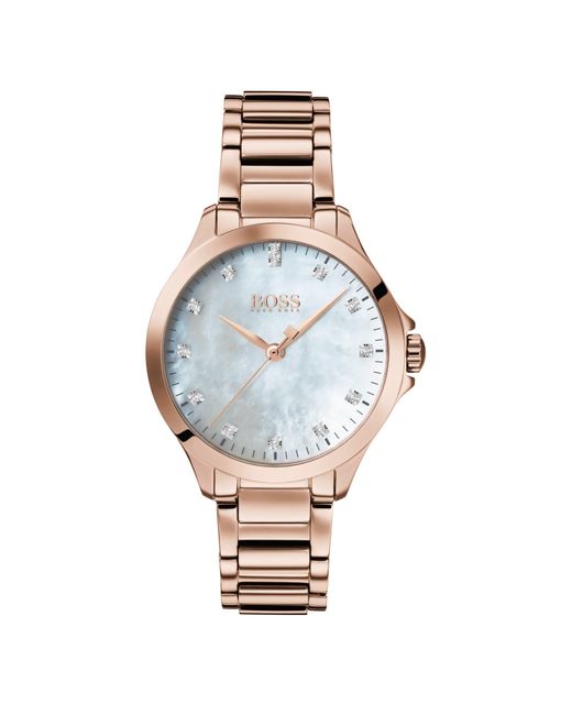 Boss Metallic Ladies Diamonds For Her Carnation Watch