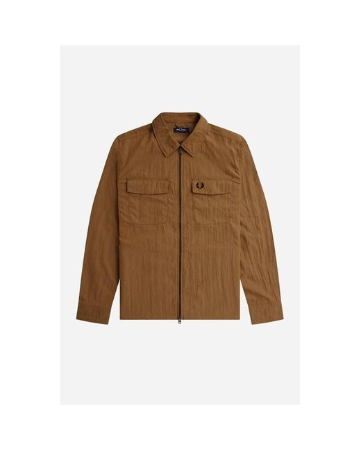 Fred Perry Brown Fred Zip Overshirt for men