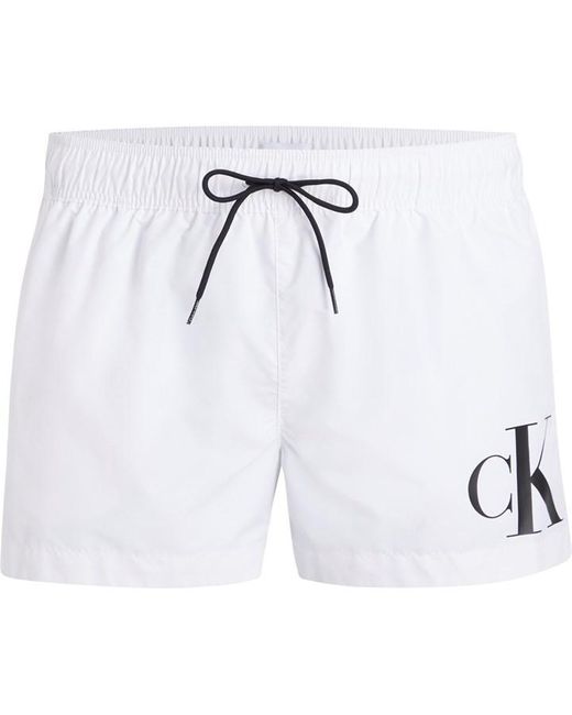 Calvin Klein White Large Logo Swim Shorts for men