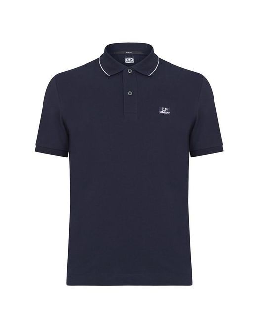 C P Company Blue Short Sleeve Tipped Polo Shirt for men