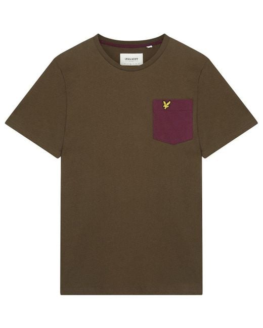 Lyle & Scott Brown Contrast Pocket T Shirt for men