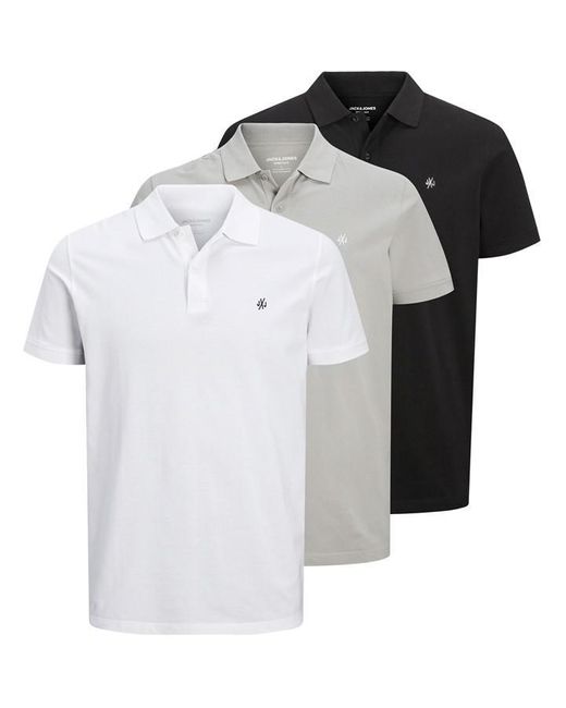 Jack & Jones Black 3-pack Short Sleeve Polo Shirt for men